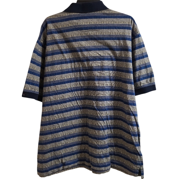 Greg Norman Collection Mercerized Cotton Striped Shark Logo Golf Polo Shirt XL - Picture 2 of 5